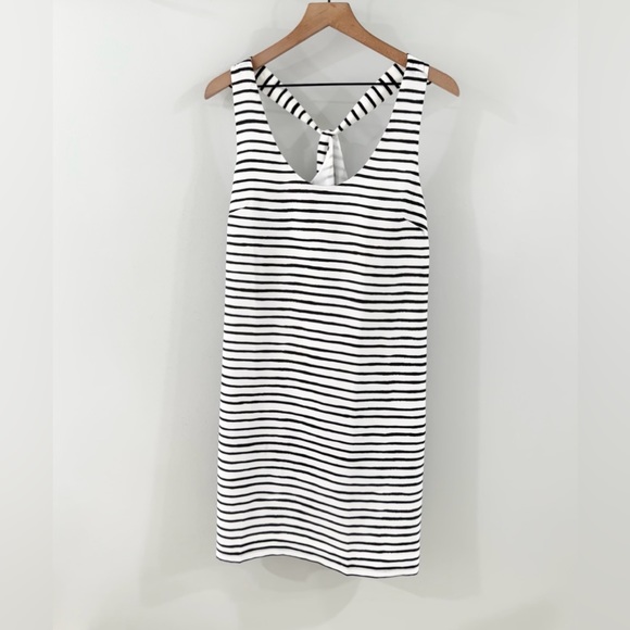 J. Crew Dresses & Skirts - J. Crew Twist Back Striped Tank Dress White & Navy Size 10